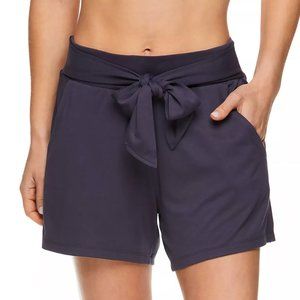 GAIAM Bluish-Gray Park Tie Waist Super Soft Pull-On Lounge Athleisure Shorts NWT